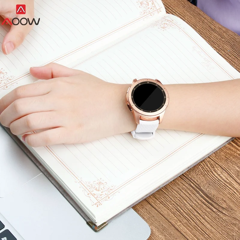 Силиконовый ремешок для часов 20 мм для samsung Galaxy Watch, розовая Золотая Пряжка, резиновый сменный Браслет, ремешок для R810, 42 мм версия