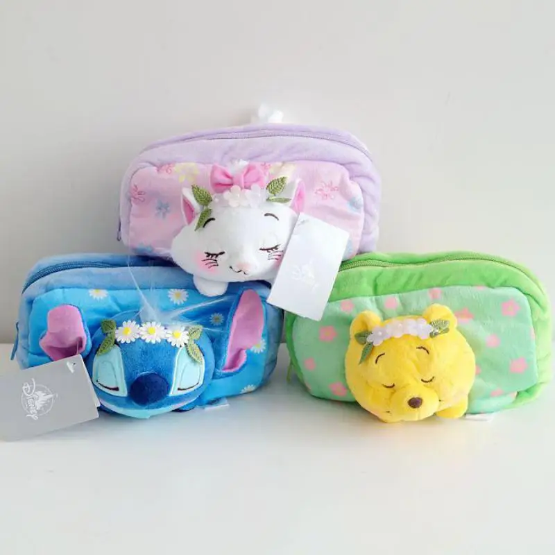 

Cute Cartoon Winnie Bear Stitch Marie Cat Plush Toy Bags Soft Animals Doll Coin Purse Cosmetic bag For Girls Kids Children Gifts