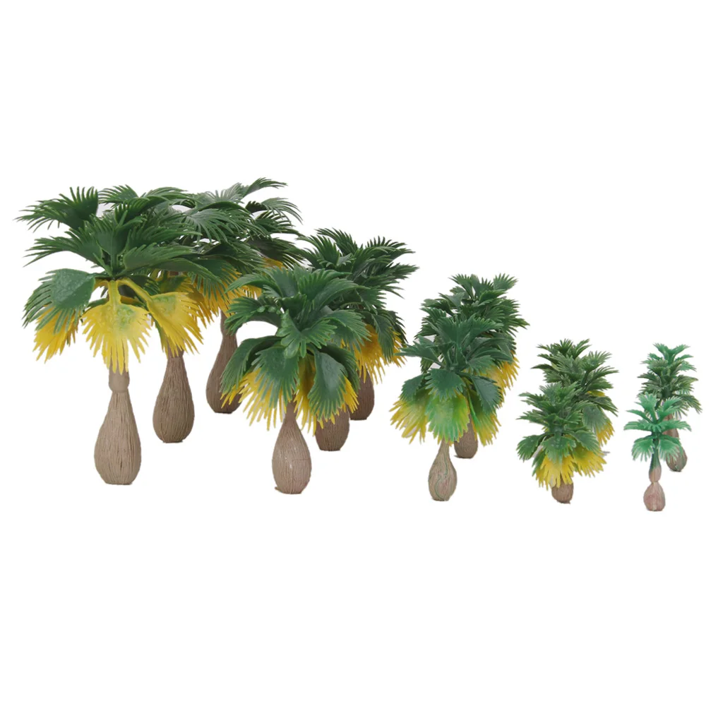 15 Pcs Mini Model Train Trees Tropical Forest Scenery Scale N Z 1:100-1:300 Green and Brown
