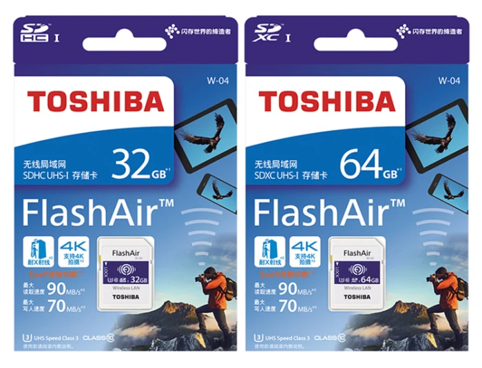 TOSHIBA FlashAir W-04 Wi-Fi, слот для карт памяти SD карты памяти 32 Гб SDHC 64 Гб SDXC класса 10 U3 SD карты для цифровой Камера SLR Камера