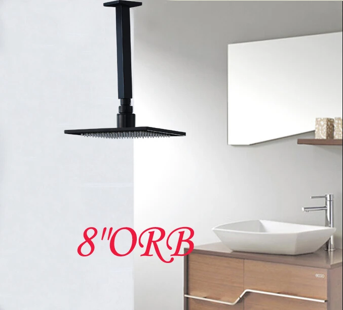 

Luxury Oil Rubbed Bronze Shower Head 8" Square Top Shower W/ Arm Ceiling Mounted