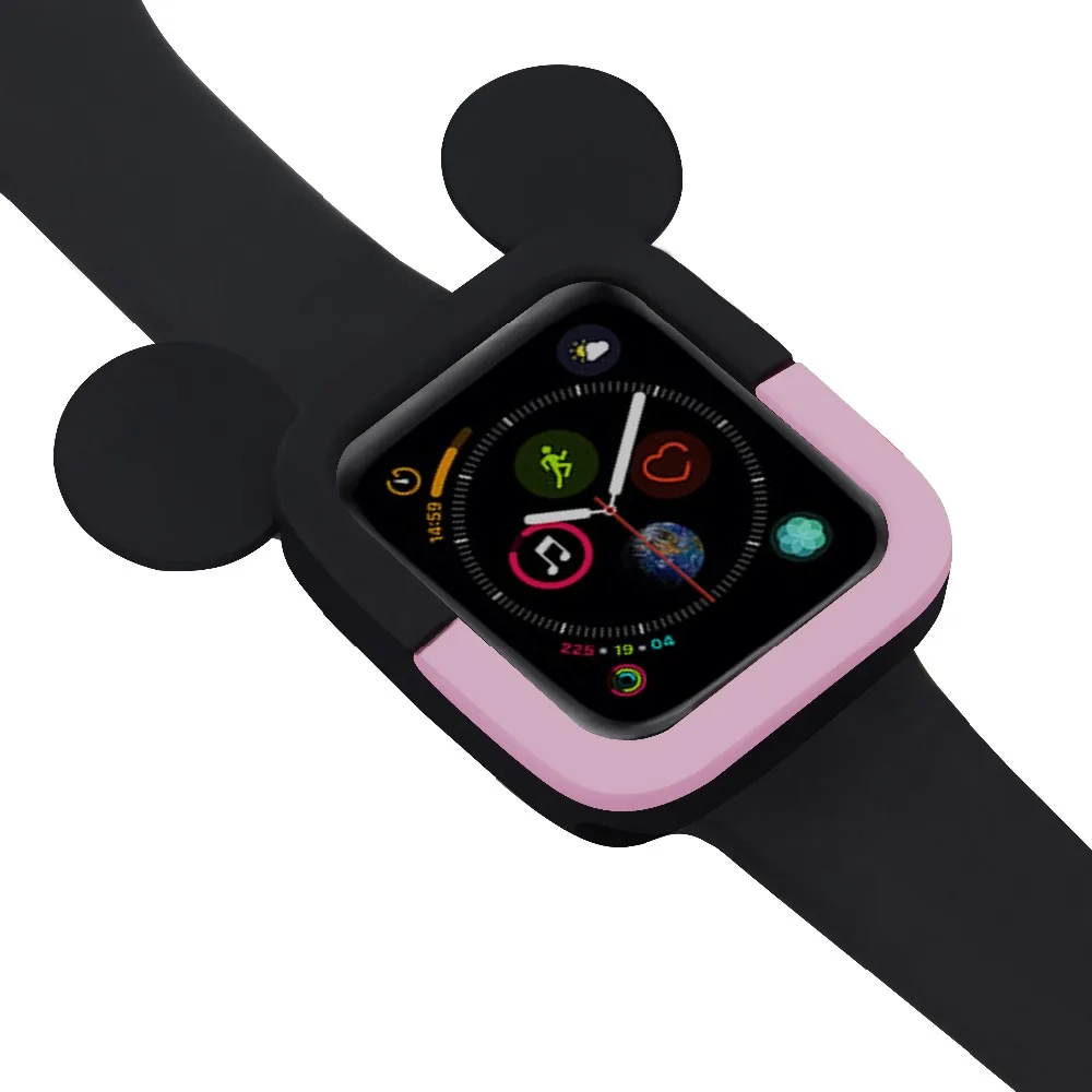 Новый цвет Микки силиконовый ремешок чехол для Apple Watch 40 мм 44 мм для iWatch серии 4 резиновый чехол для девочек для мужчин женщин подарочная