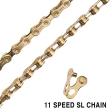 MTB Bicycle Chain 11 speed SL Golden 11v 11s Gold Semi-Hollw Chain MTB Mountain Road Bike High Quality Durable for Bicycle Parts award winning topeak tt2353 alien ii 26high quality multifunction road bicycle mtb bike folding tool with chain breaker torx hex