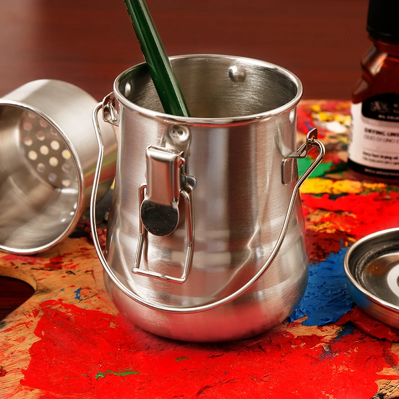 Online BGLN Öl Malerei Pinsel Waschen Eimer Waschen Stift Barrel Edelstahl Öl Pinsel Washer Für Schule Studenten Kunst Liefert