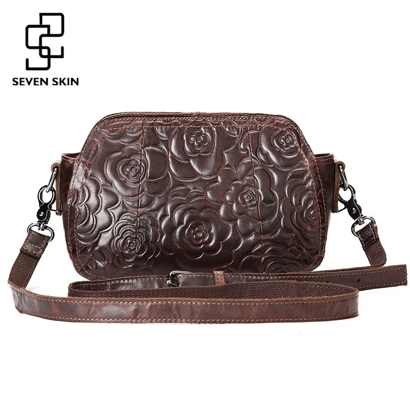 

2017 Fashion Embossed Flower Women Messenger Bag Genuine Leather Female Bag Vintage Shoulder Bags Chinese Style Ladies Handbag