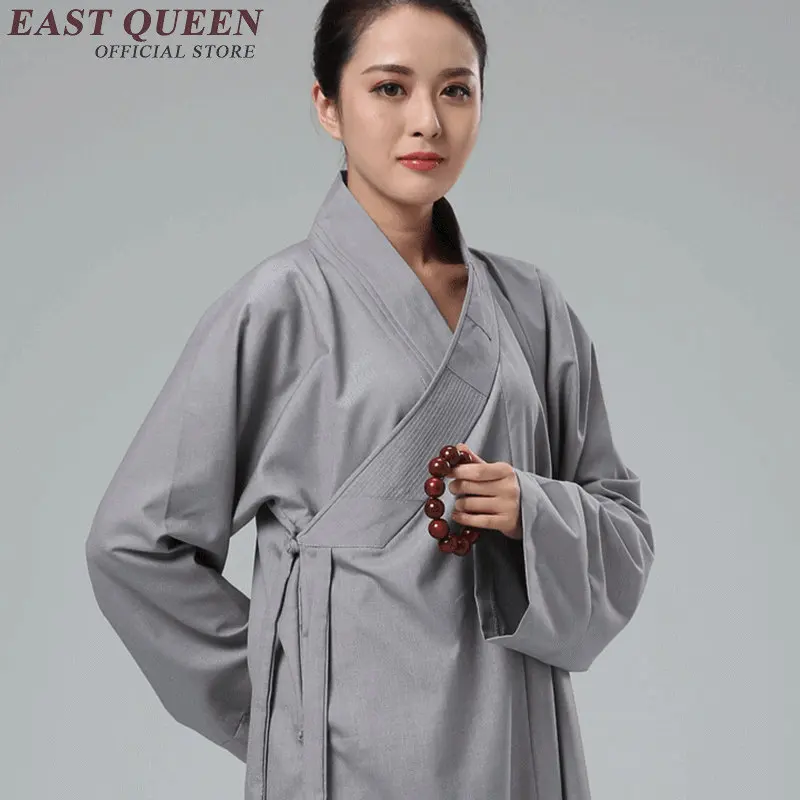 Женская, одноцветная одеяния буддийских монахов форма для боевых искусств Униформа для дам; традиционная китайская одежда с длинным рукавом Кардиган KK809 Y