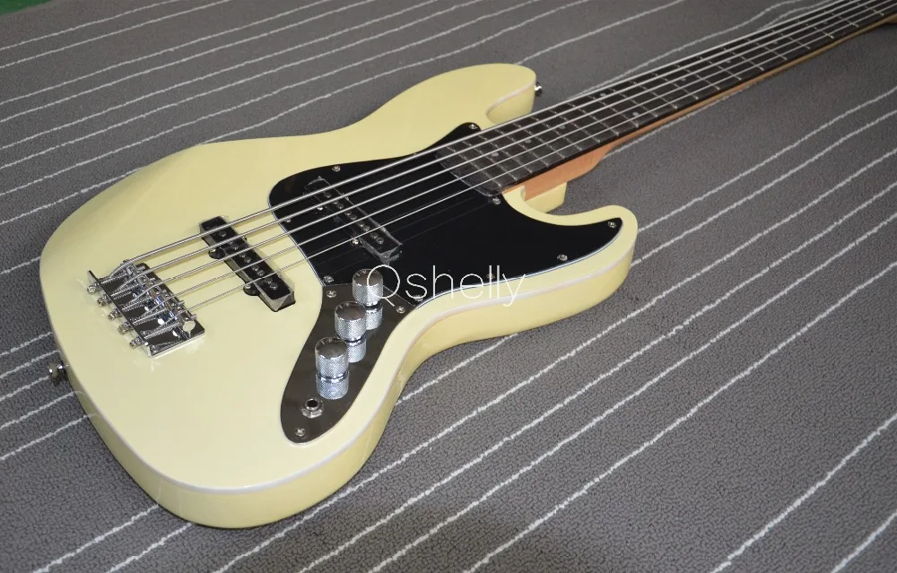 Высокое качество QShelly custom cream milk 5 струн белый переплет 20 ладов Миллер джазовый