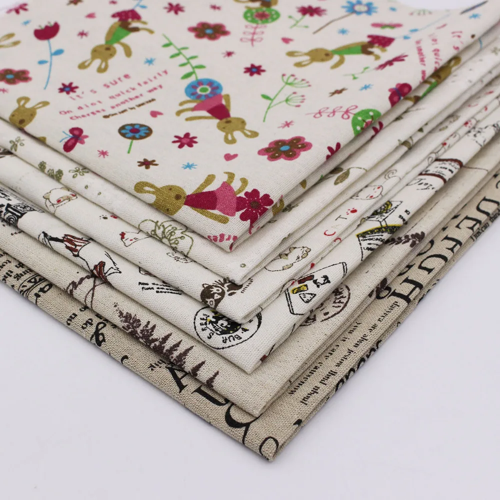 Buy Printed Linen Cotton Fabric For Patchwork Fabrics