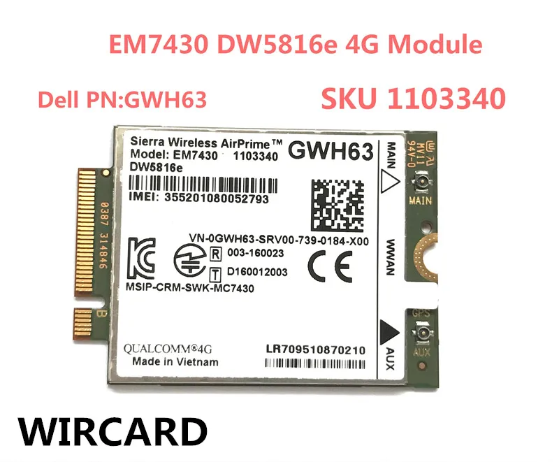 Dw5816e para Dell m Cartão 4g Lte Latitude 7280 7285 7290 7389 7390 7480 7490 E7470 Em7430 Dw5816e Gobi6000 Cat6 300 - Imagem 4