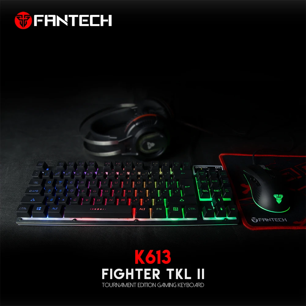 Fantech K613 Профессиональный USB игровая клавиатура с подсветкой 87 клавиш Проводная игровая клавиатура Водонепроницаемый Механический Ручной Клавиатура для геймера