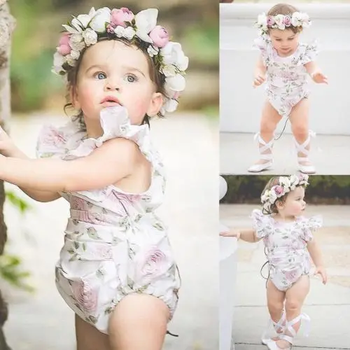 2018 New Sweet Princess Floral Romper Cute Baby Kid Girl Flower Romper