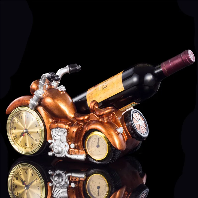 

Motorcycle Wine Rack Resin Craftwork Clock Wine Bottle Home Accessories Wine Holder L3083