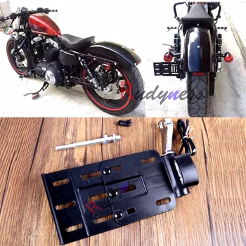 

New License Plate Frame Motorcycle LED Light Side Mount Plate 2004-UP for Harley Sportster 883 1200 48
