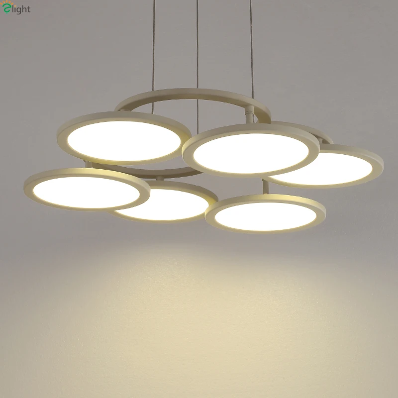 Nordic Metal Ring Led Pendant Chandelier Lighting Lustre Round Acrylic
