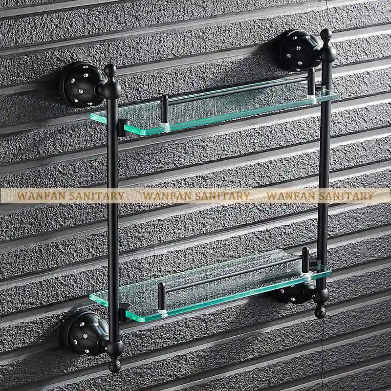 Luxury Bathroom Shelves Tempered Double Glass Shelf Towel Rack Shower  Storage Wall Shelf Solid Brass Gold Bath Holder Towel Bars 5216,Bathroom  Shelves Tempered Double Glass Shelf Towel Rack Shower Storage Wall Shelf