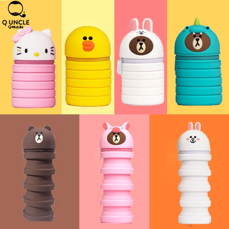 

Kawaii Telescopic Makeup Bush Holder Pen Bag Stationery Gift Silicone Beauty Case Decompress Brush Holder Bag For Wonman 2018