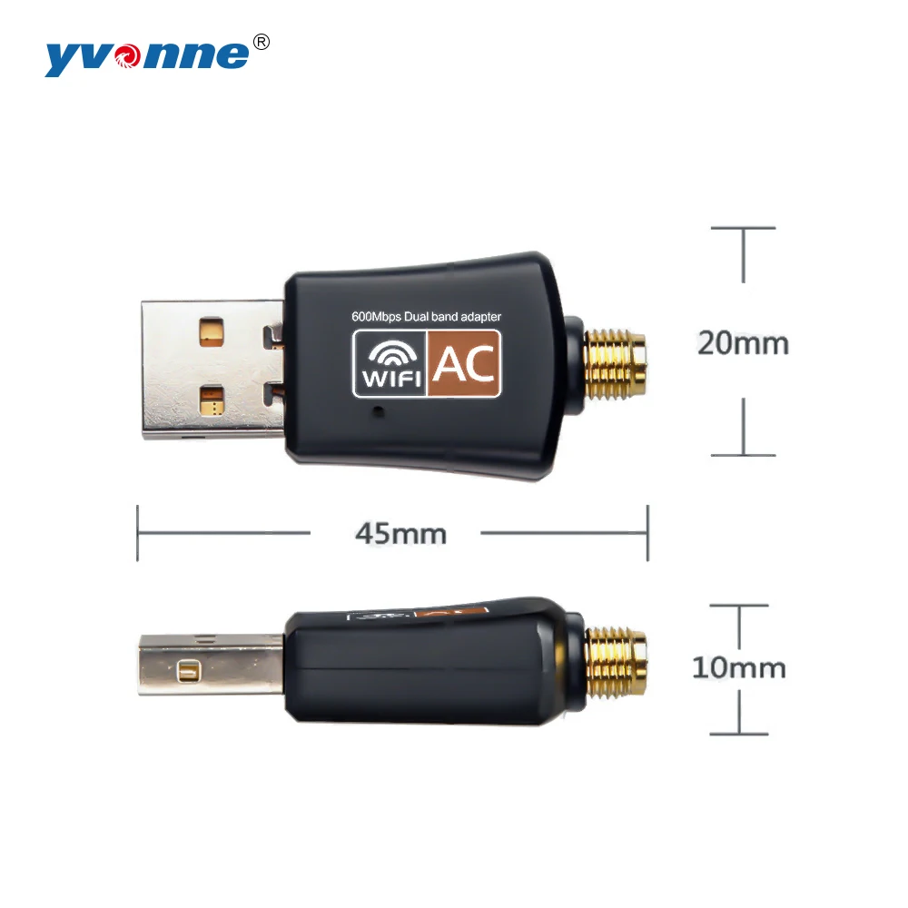 Беспроводной USB WiFi адаптер 600 Мбит/с Антенна PC сетевая карта двухдиапазонный 2 4 + 5 8