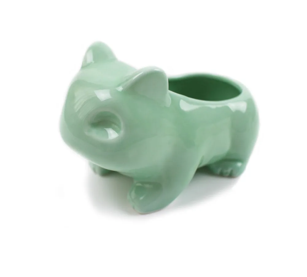 Beste Grote 13cm x 7.5cm Kawaii Keramische Bloempot Bulbasaur Succulente Planter Leuke Groene Planten Bloempot met Gat Voor dropshipping