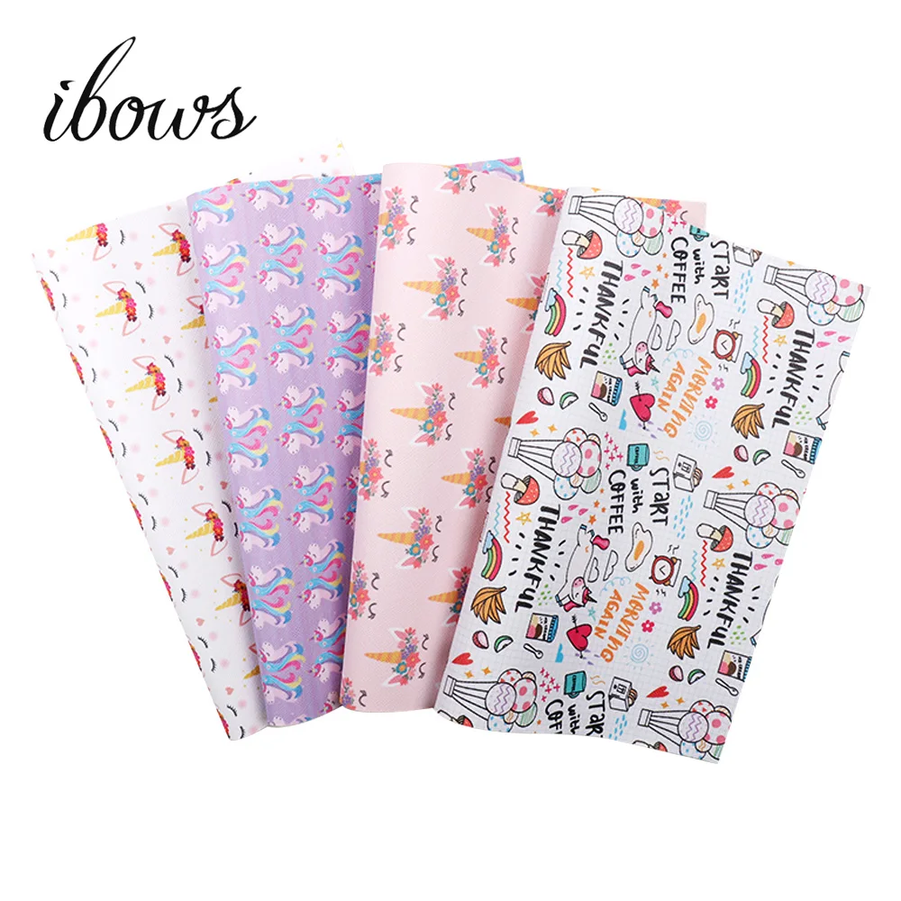 

IBOWS 22*30cm Unicorn Printed Faux Synthetic Leather Fabric Sheet, DIY Hair Bows Craft Handmade Sewing Materials For Home Decor