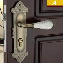 Ретро стиль античная латунь керамические механические немой панели замок ручки, бронзовый спальня кухня ванная комната твердая деревянная дверь замок