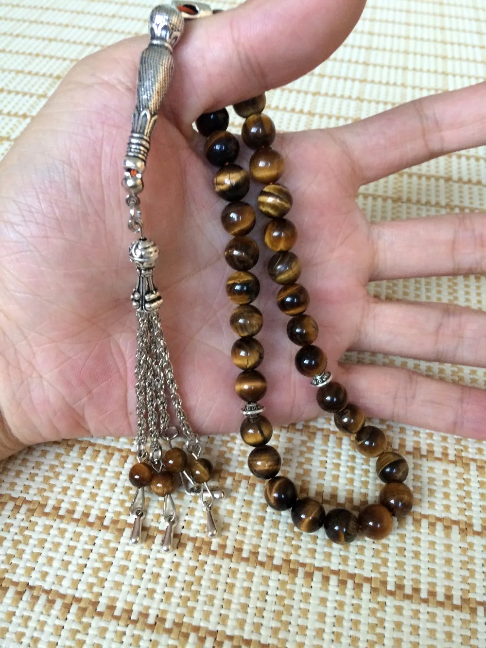

100% Original Natural 33 Tiger Eye Stone prayer beads Rosary Islamic Muslim gift Tasbih Allah Masbaha misbaha sibha subha
