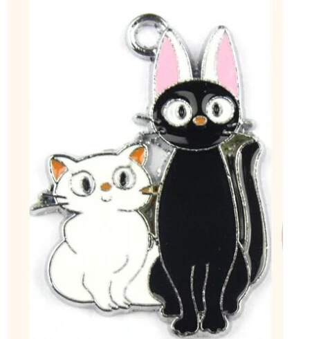 

wholesale Free shipping New 50 pcs black cat white cat Metal Charms Pendants Jewellery Making