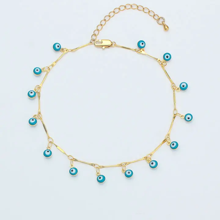 

NEW Blue Eye Bracelet/Anklet for Women Gold Color Evil Eye Foot Chain Jewelry Arab/Egypt/Turkey/Iraq/Middle East Items