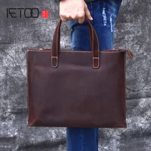 Высококачественный Мужской винтажный портфель из натуральной кожи Crazy Horse, портфель на плечо, сумка для ноутбука, Офисная сумка