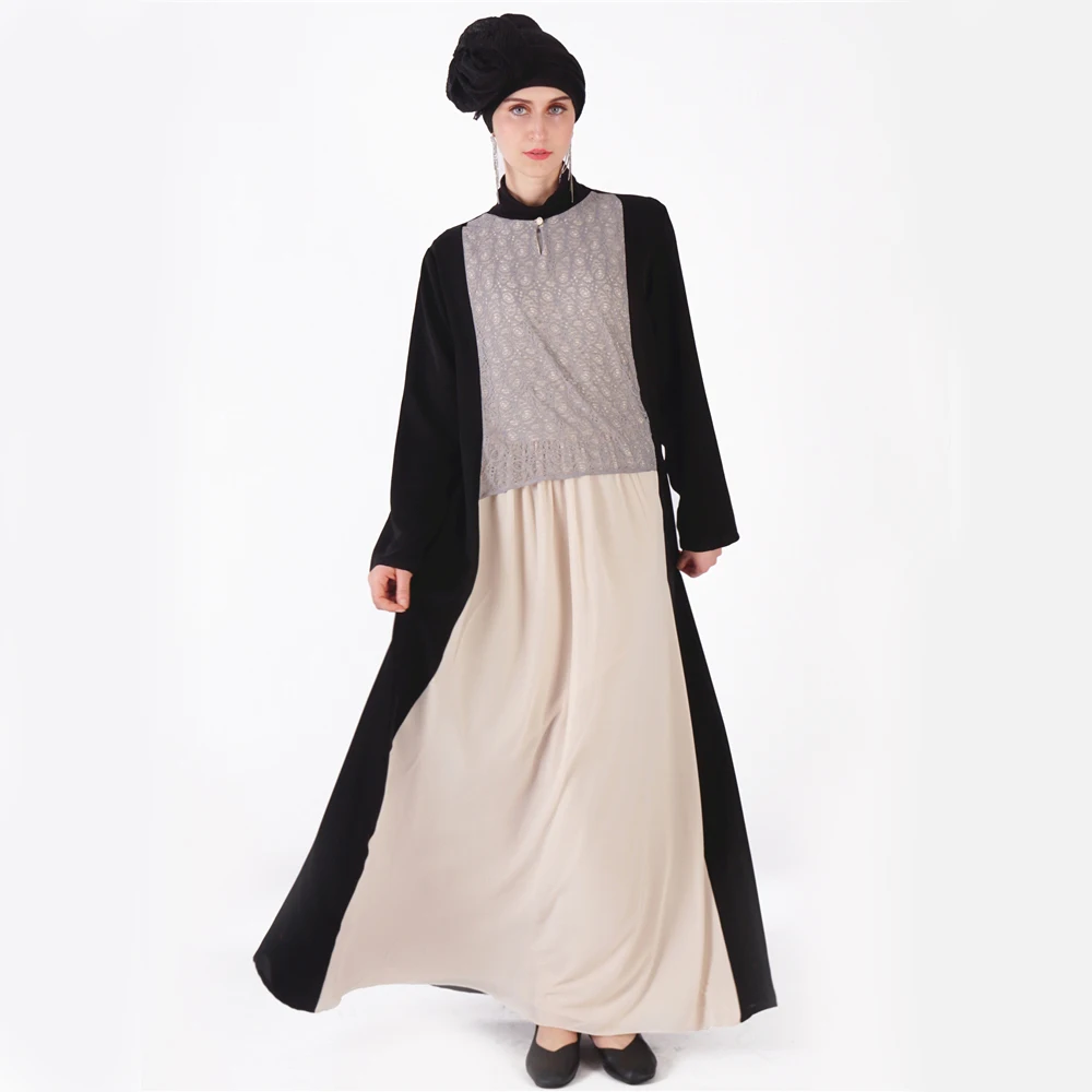

Ramadan Fashion Abaya Patch Design Lace Dubai Prayer Dress Muslim India Clothing Women Islamic Dress Oversized Caftan