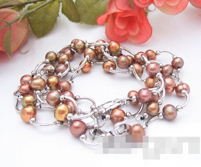 

Hot sell ->@@ > 09694 5Strds Brown Pearl Bracelet -Top quality free shipping