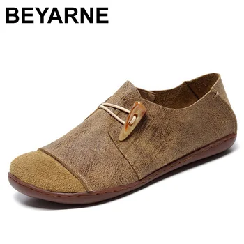 

BEYARNE 2018 Woman Shoes Female Genuine Leather Shoes Vintage Elegant Fashion