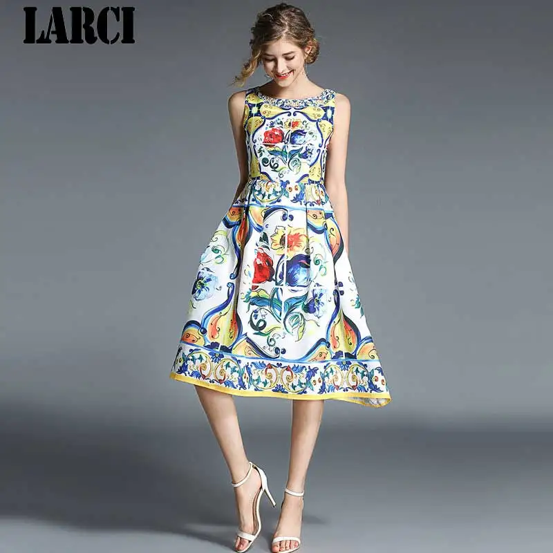 LARCI 2018 осеннее модное женское свободное Цветочное платье трапециевидной формы из