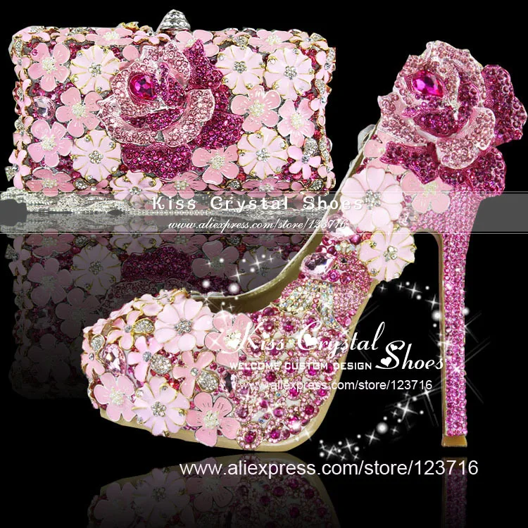 new handmade luxury rhinestone dark pink fuchsia wedding