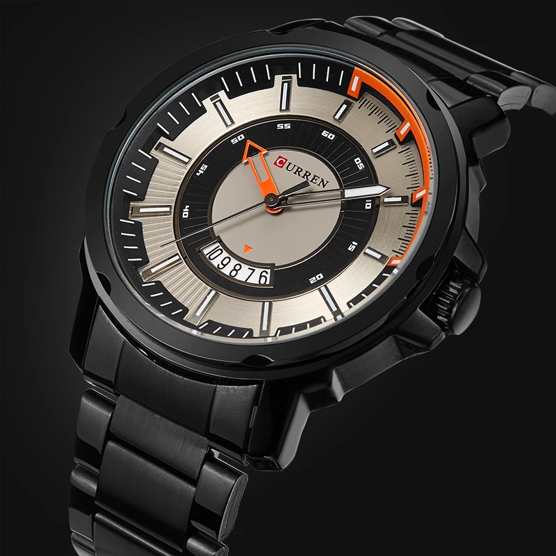 

CURREN Hot Fashion Creative Design Men Watches Business Date Full Steel Wristwatch Quartz Male Clock relogio masculino
