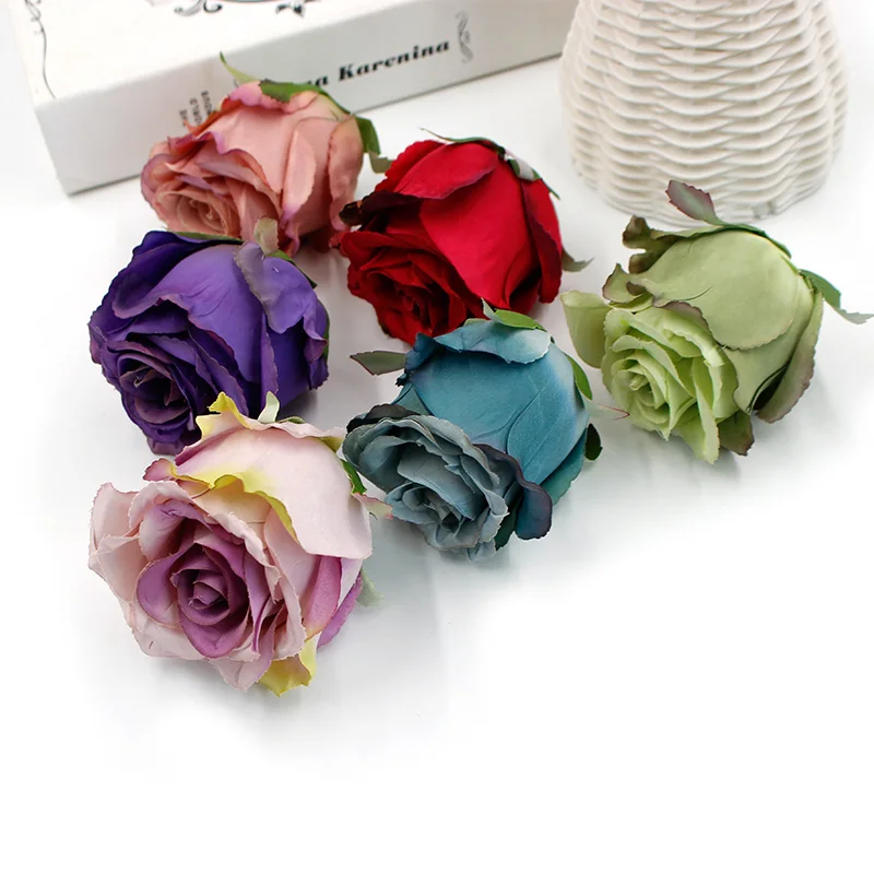 

5pcs/lot high quality Artificial Flower 7CM Silk Rose Head Wedding Home Decoration DIY Flower Wall Scrapbook Craft