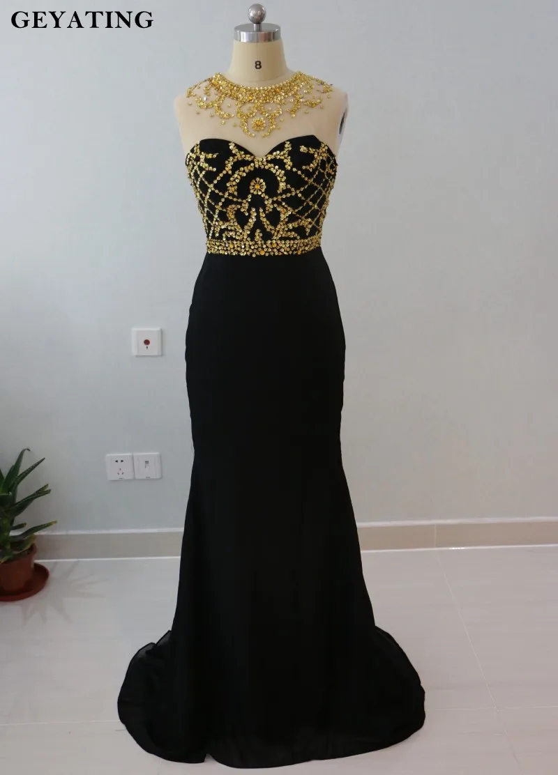 Aliexpress.com : Buy Black And Gold Beaded African Long Prom Dresses ...