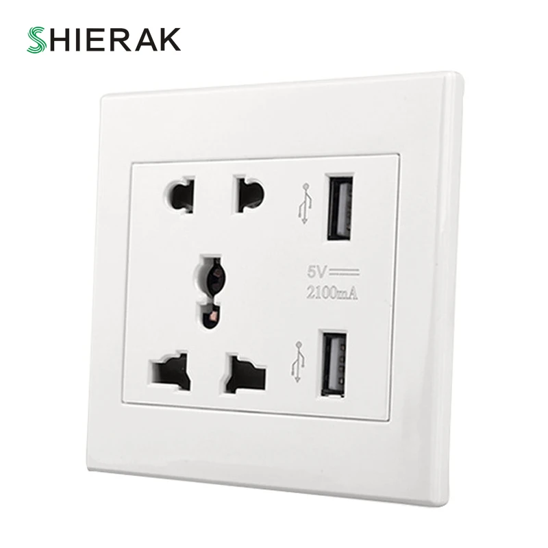 SHIERAK Универсальный 2100mA 5V 2 USB настенная розетка 110 250V домашнее настенное зарядное