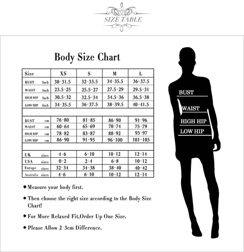 Women's Sexy Deep V-Neck Runway Bandage Dress Size Chart