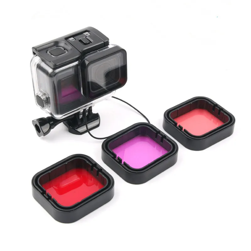 Цветные фильтры 3 в 1 крышка для объектива подводного плавания GoPro Hero 5 6 7 черный
