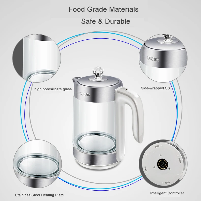 BioloMix 1.8L Blue LED Light Digital Glass Kettle 2200W Tea Coffee Kettle Pot BioloMix 1.8L Blue LED Light Digital Glass Kettle 2200W Tea Coffee Kettle Pot