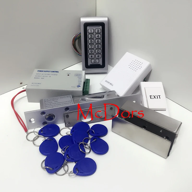 ФОТО DIY Full Waterproof Rfid Glass Door Access Control System Keypad with electric bolt Lock Stainless stell  Bolt Bracket