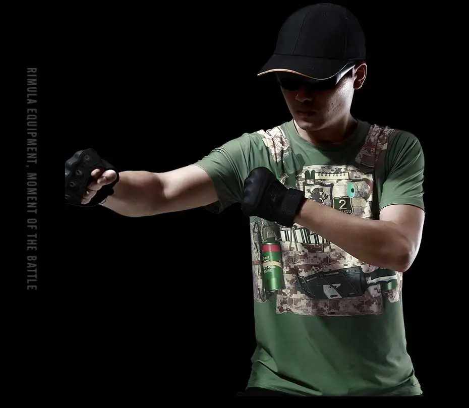 CQB лето на открытом воздухе тактический быстросохнущая дышащий эластичный военные 3D печати большой Размеры Для мужчин футболка