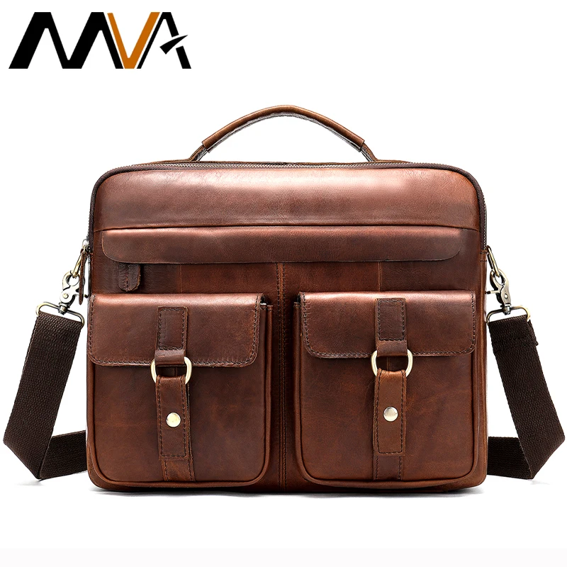 Male Briefcase Men's Genuine Leather Laptop Messenger Bag for Men