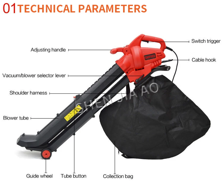 1 шт. 2800 Вт Электрический воздуходувка всасывающая машина для листьев 220 В ручная дробилка листьев электрическая машина для очистки листьев