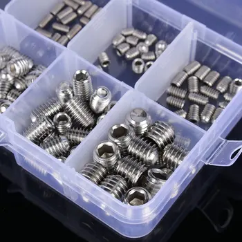 200pcs/set Stainless Steel Allen Head Socket Hex Set Grub Screw Assortment Cup Point