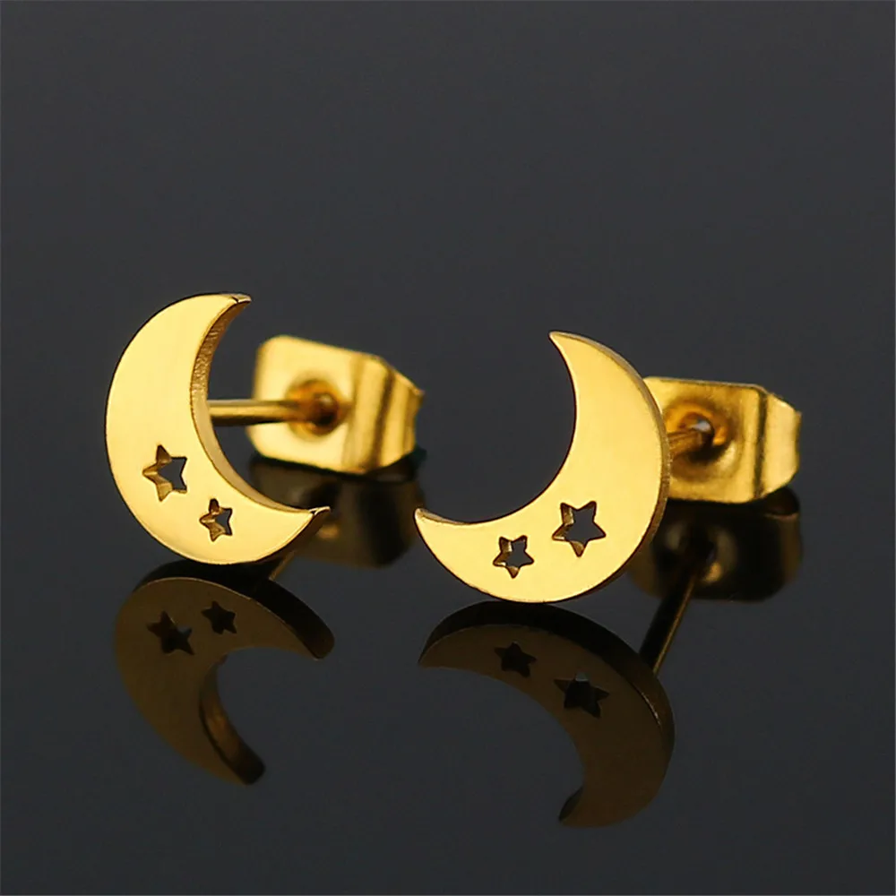 

Fashion Women moon earrings stainless steel jewelry star earrings stud small cute simple womens jewellery accesoires gifts