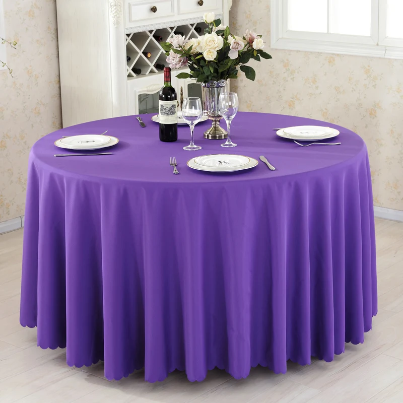 Круглая скатерть для кемпинга, однотонная скатерть для стола, белая скатерть для отеля, вечерние Свадебная скатерть, столовая и салфетка для кофейного столика - Цвет: Dark Purple