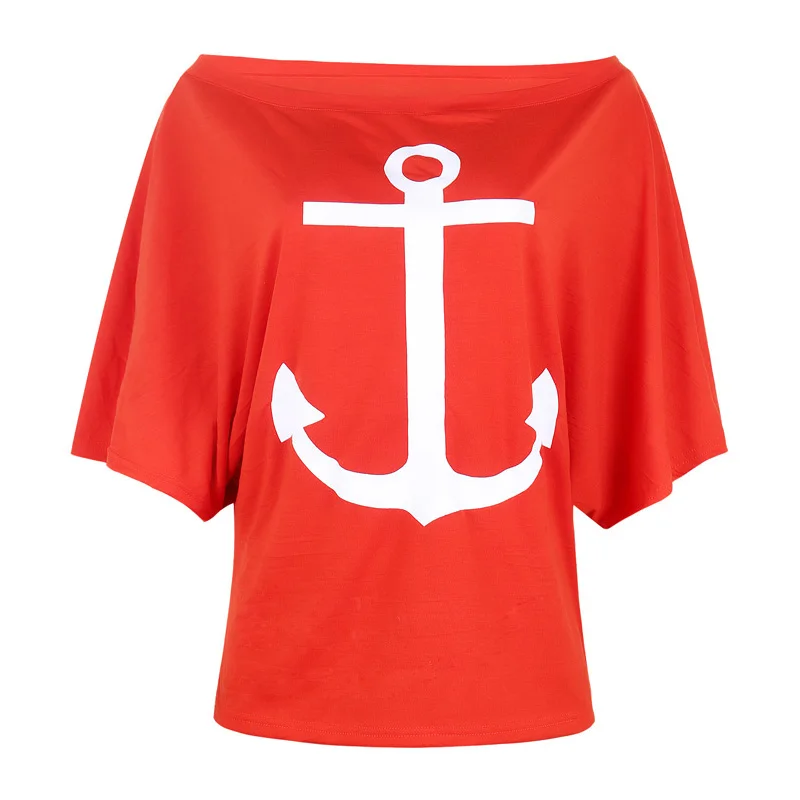 VIEUNSTA Sexy Slash Neck Print Blouse Shirt Women Summer Off Shoulder Batwing Sleeve Casual Tops Plus Size Loose Blusas Feminina