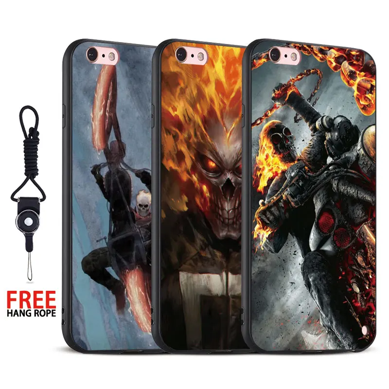 

Ghost Rider Fashion Coque Hang Rope Tpu Soft Silicone Mobile Phone Case Cover Shell bag For Apple iPhone 5 SE 5S 6 6S 7 Plus