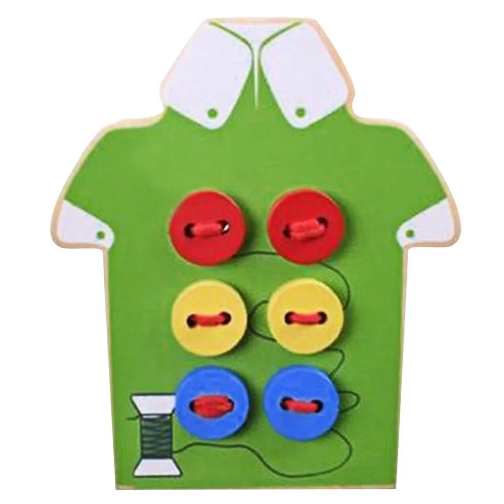 Детские DIY пуговицы деревянные игрушки бусины шнуровка деревянные пазлы доска для детей Монтессори раннее образование обучающие средства игрушки - Цвет: Зеленый